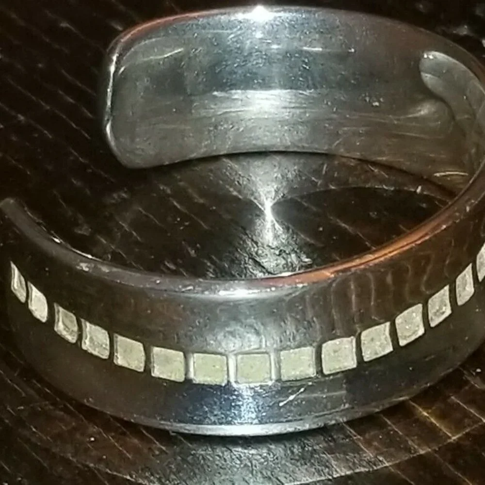 RARE VINTAGE 2004 BIRKS MAYORS 925 SILVER LINKS IMPRESSIONS CUFF BANGLE BRACELET
